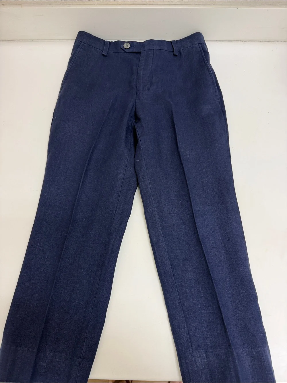 100% Linen Ralph Lauren Navy Dress Pants - Classic Tailored Fit